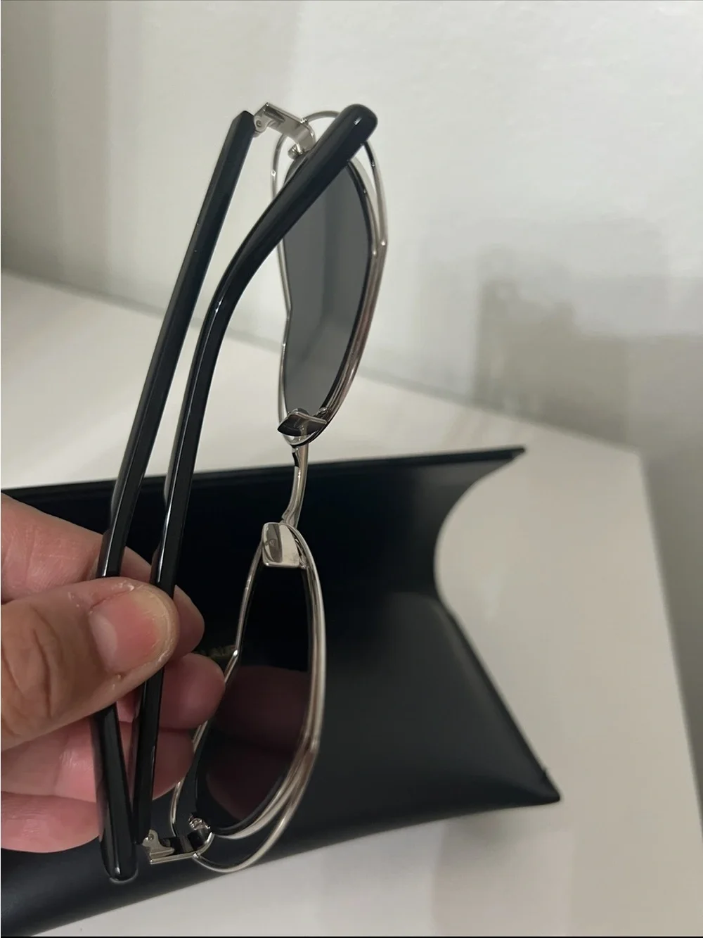 Saint Laurent Silver Heart Frame Sunglasses with Silver Mirror Lenses